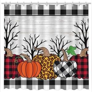 Autumn Pumpkins & Fall Harvests, Buffalo Check Shower Curtain…